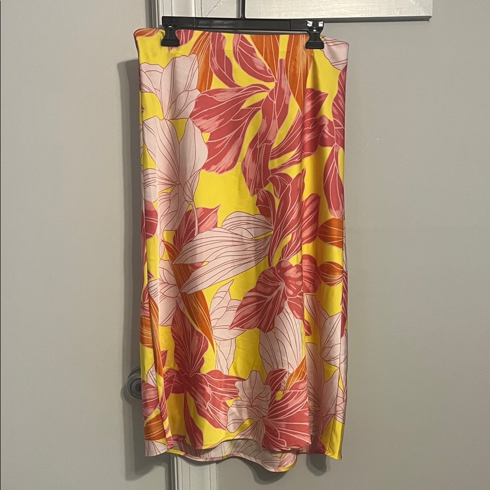 Sigrid Olsen Yellow and Pink Floral Pencil Skirt